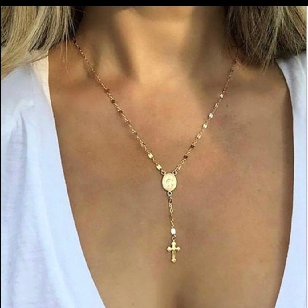 Silver Fashion Rosary Necklace